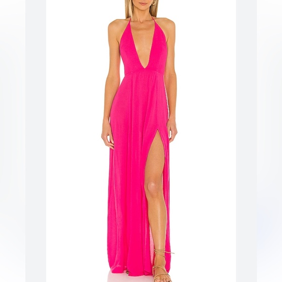 superdown Dresses & Skirts - Super down Revolve hot pink halter dress with straps cutout back